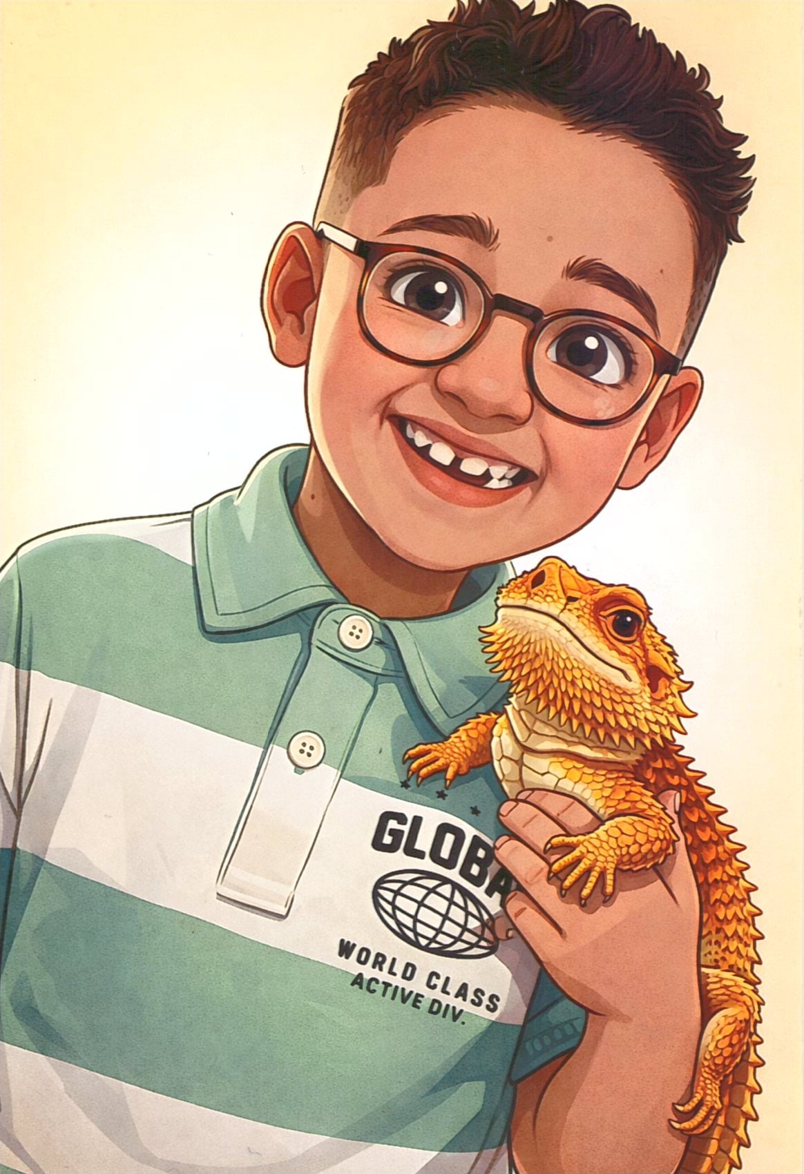 George holding a bearded dragon